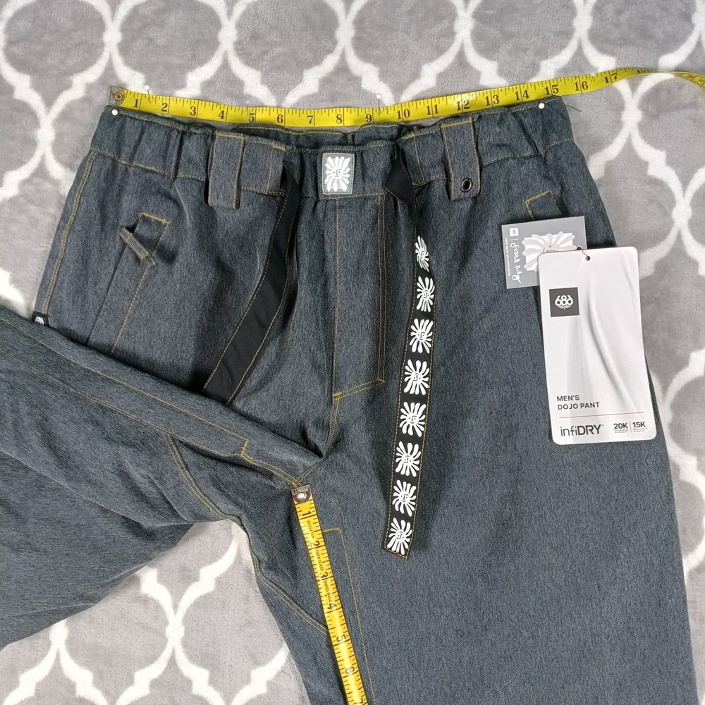 686 Forest Bailey Dojo Snowboard Pants Men Medium Black Denim Baggy 20K 15K - Picture 4 of 13